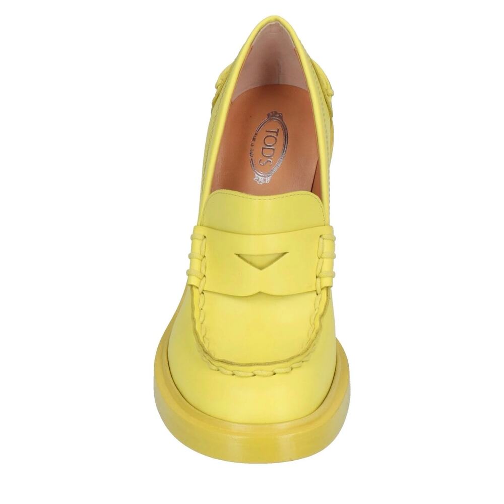 New Tods leather penny loafer heels yellow sz 35 - Picture 4 of 15